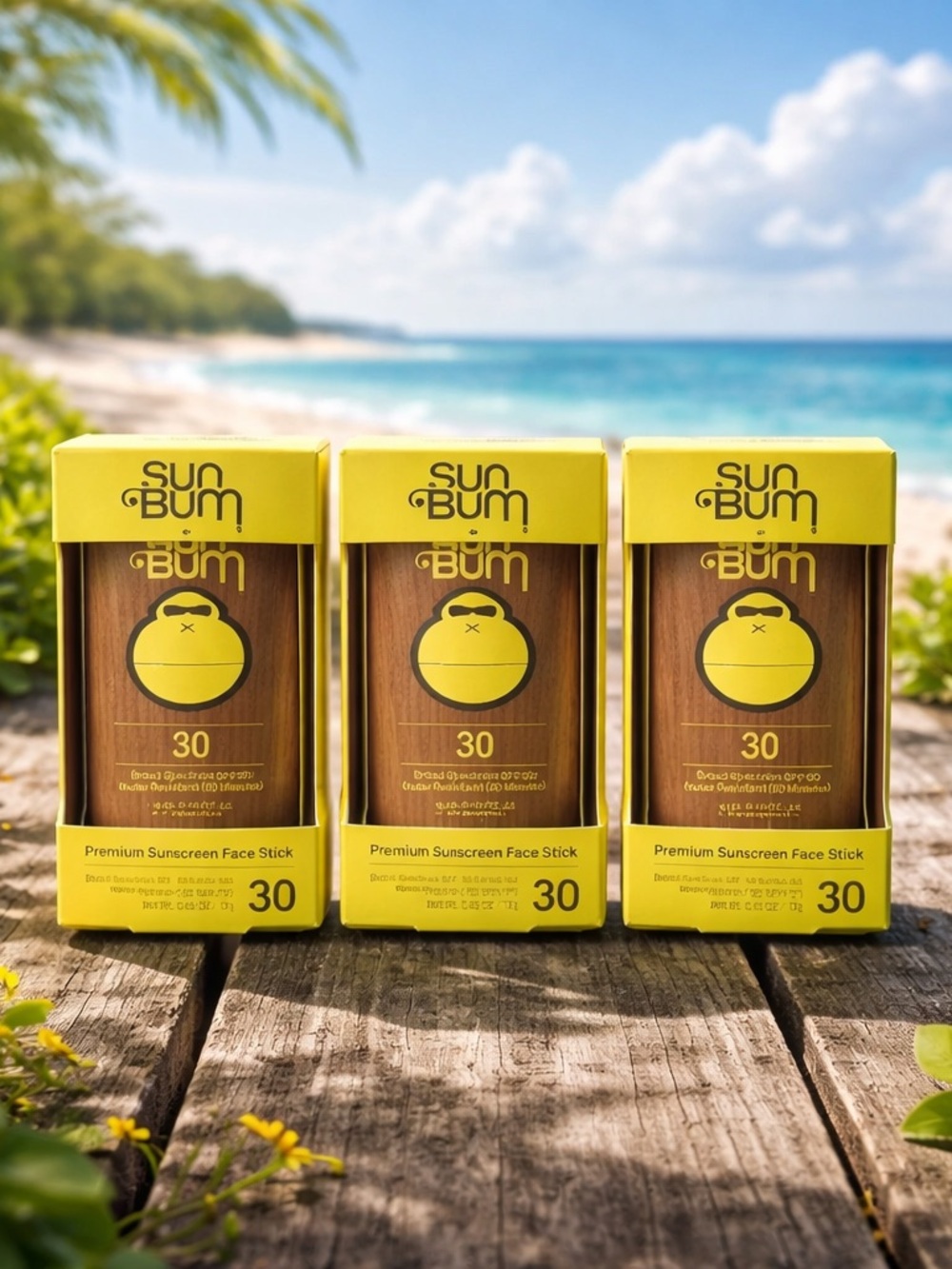 (Lot of 3) Sun Bum SPF 30 Premium Sunscreen Face Stick - Yellow EXP 01/2028